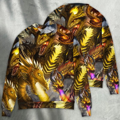 Dragon Gold Skull Lover Fight Art Style - Sweater - Ugly Christmas Sweaters - Owls Matrix LTD