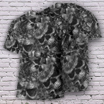 Skull Life's True Face Is The Skull - Round Neck T-shirt - Owls Matrix LTD