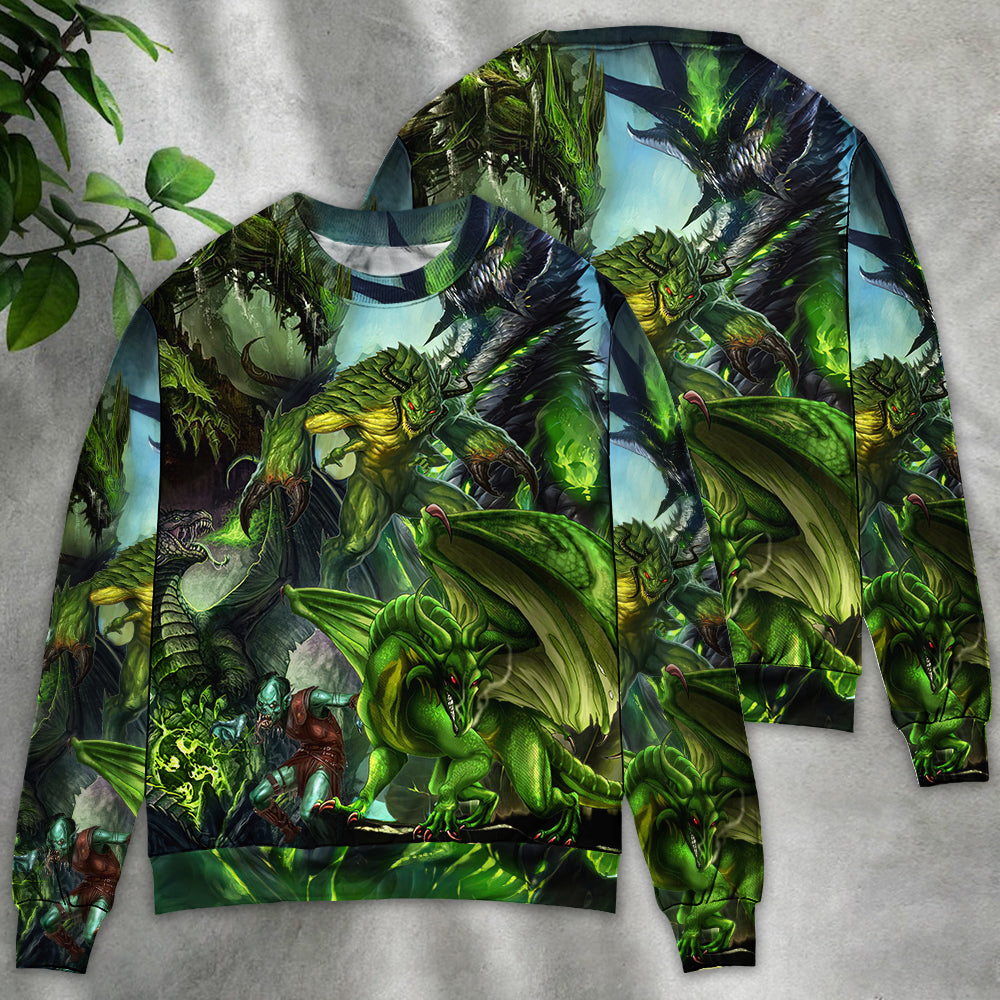 Dragon Green Skull Lover Art Style - Sweater - Ugly Christmas Sweaters - Owls Matrix LTD
