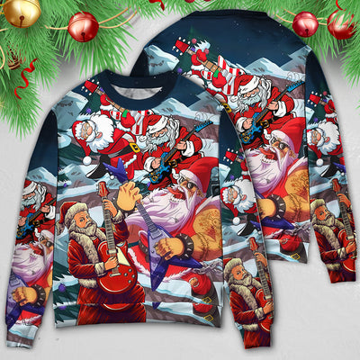 Christmas Santa With Electric Guitar - Sweater - Ugly Christmas Sweaters - Owls Matrix LTD
