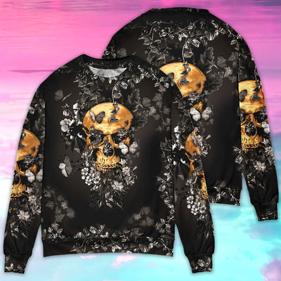 Skull Flowers Grow Out Of Dark Moments - Sweater - Ugly Christmas Sweaters - Owls Matrix LTD