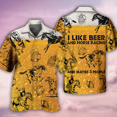 Horse Racing And Beer - Hawaiian Shirt - Owls Matrix LTD