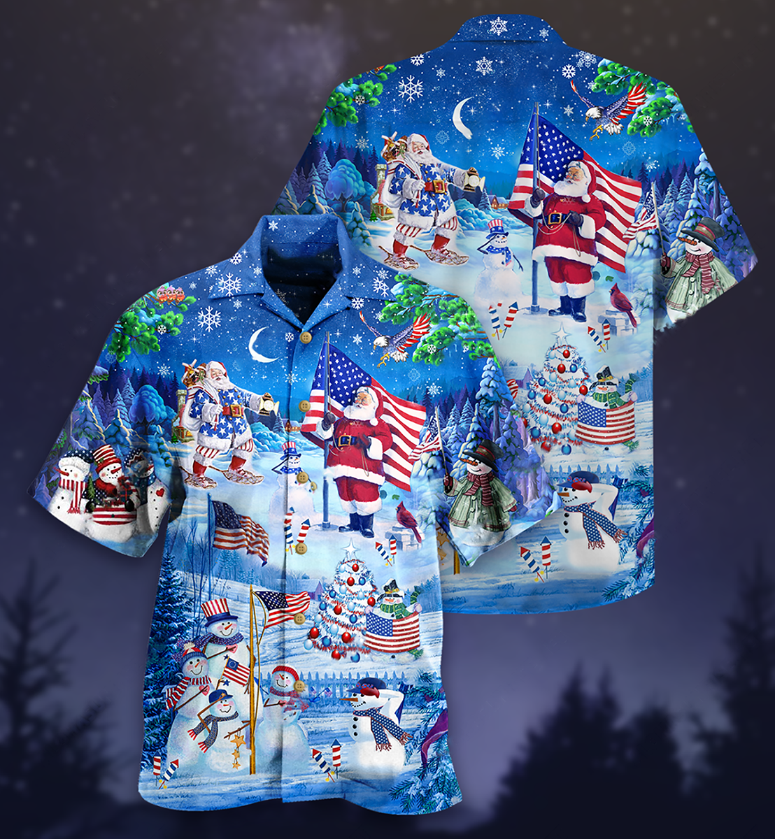 America Merry Xmas Santa Claus America - Hawaiian Shirt - Owls Matrix LTD
