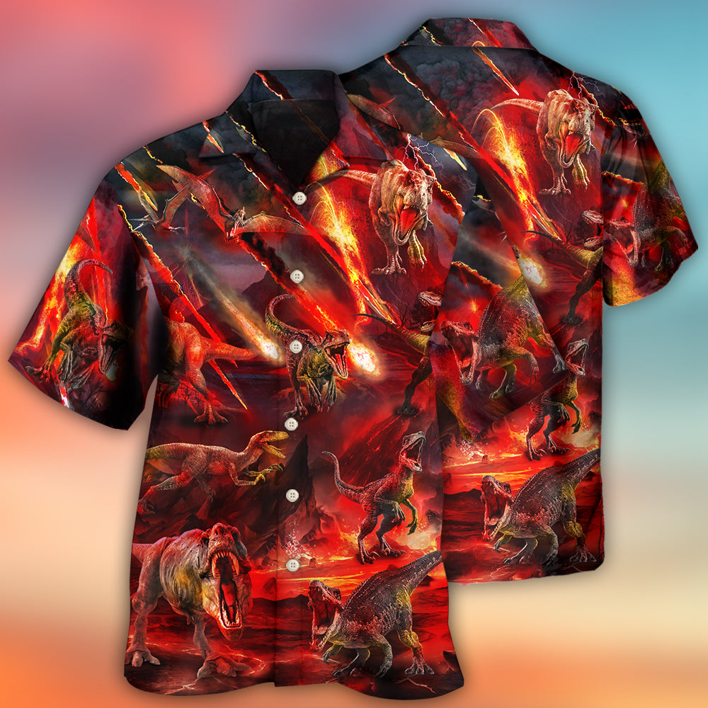 Dinosaur Meteorite Rain Cool Style - Hawaiian Shirt - Owls Matrix LTD