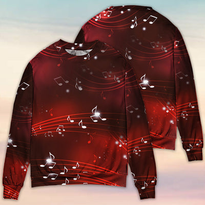 Music Musical Notes And Blurry Lights On Dark Red - Sweater - Ugly Christmas Sweaters - Owls Matrix LTD