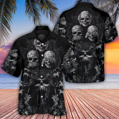 Skull Scary Darkness Art - Hawaiian Shirt - Owls Matrix LTD