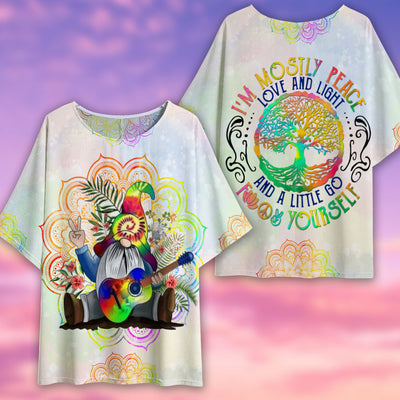 Hippie Gnome Art Watercolor - Women's T-shirt With Bat Sleeve - Owls Matrix LTD