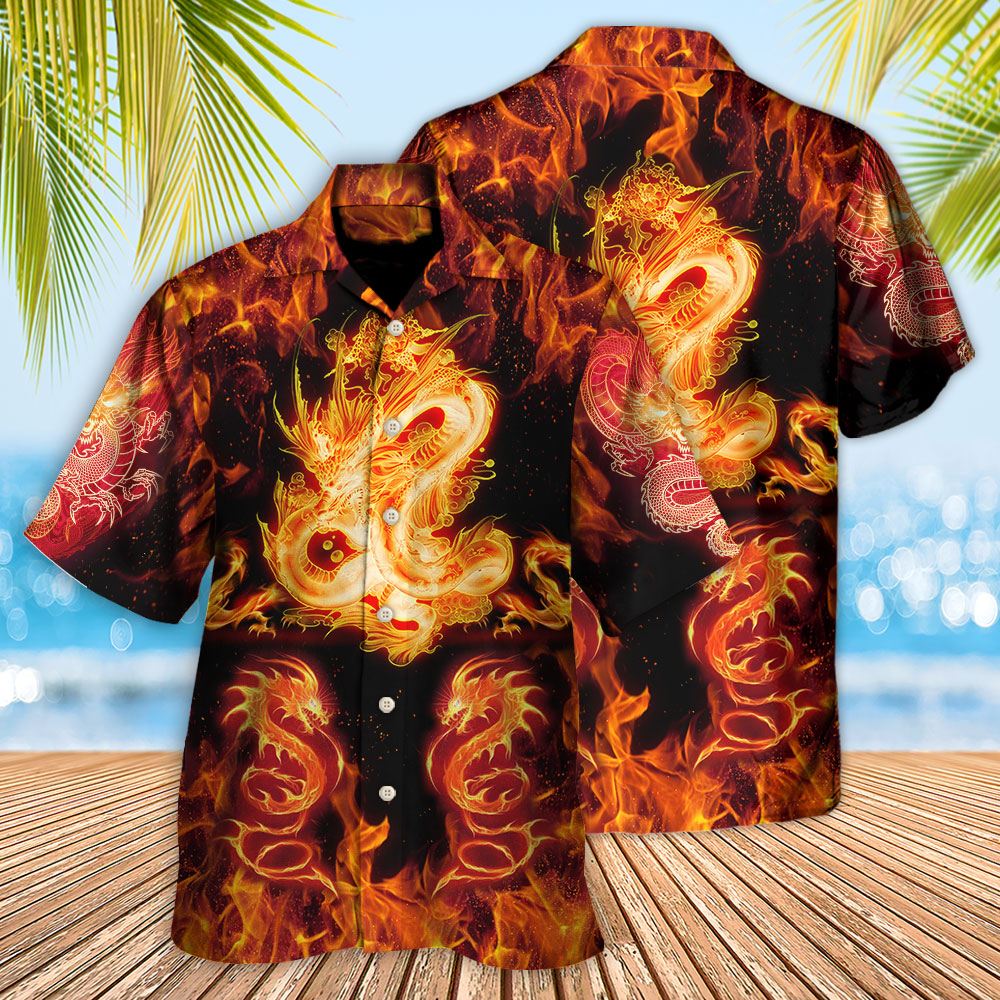 Dragon And Fireball Madness - Hawaiian Shirt - Owls Matrix LTD