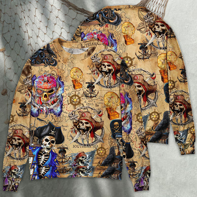 Skull Pirate Hunting Treasure Map - Sweater - Ugly Christmas Sweaters - Owls Matrix LTD