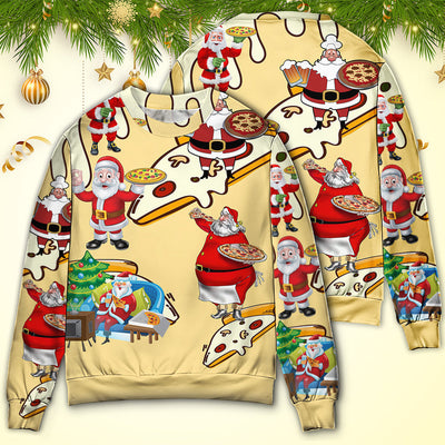 Christmas Santa Eating Pizza. It's Yummy - Sweater - Ugly Christmas Sweaters - Owls Matrix LTD