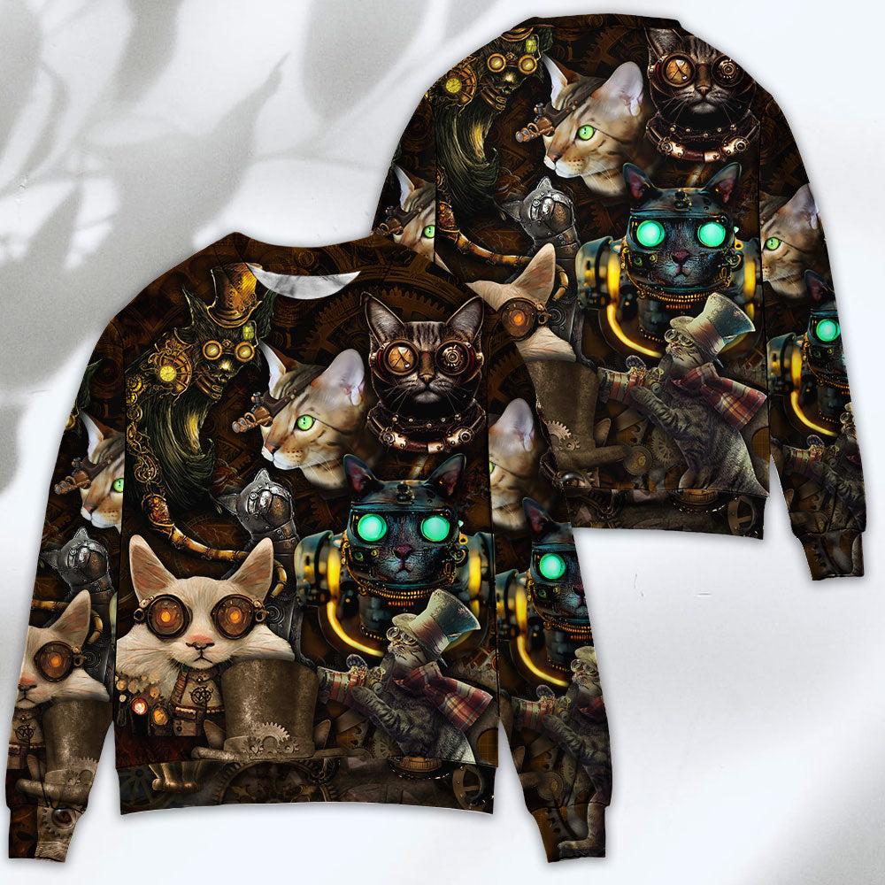 Cat Steampunk Art Steal Heart - Sweater - Ugly Christmas Sweaters - Owls Matrix LTD
