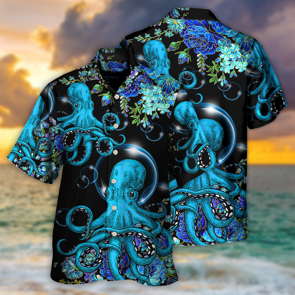 Octopus With Flower Beauttiful Day - Hawaiian Shirt - Owls Matrix LTD