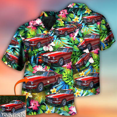 Car Mustang Car Modern Classic Tropical Flower Custom Photo - Hawaiian Shirt - Owls Matrix LTD