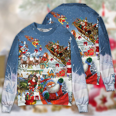 Christmas Say Hi From Santa's Sleigh - Sweater - Ugly Christmas Sweaters - Owls Matrix LTD