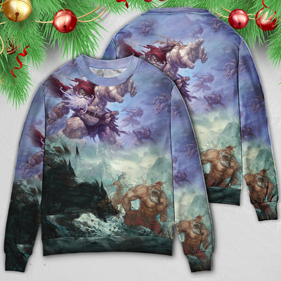 Christmas Santa Dark World Battle - Sweater - Ugly Christmas Sweaters - Owls Matrix LTD