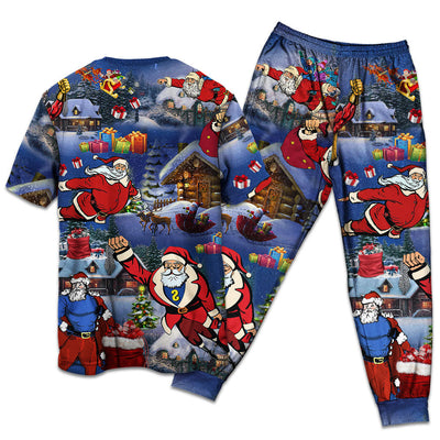 Christmas Flying Super Santa - Pajamas Short Sleeve - Owls Matrix LTD