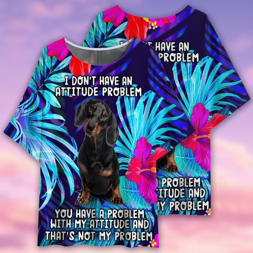 Dachshund Baby Tropical Style - Women's T-shirt With Bat Sleeve - Owls Matrix LTD