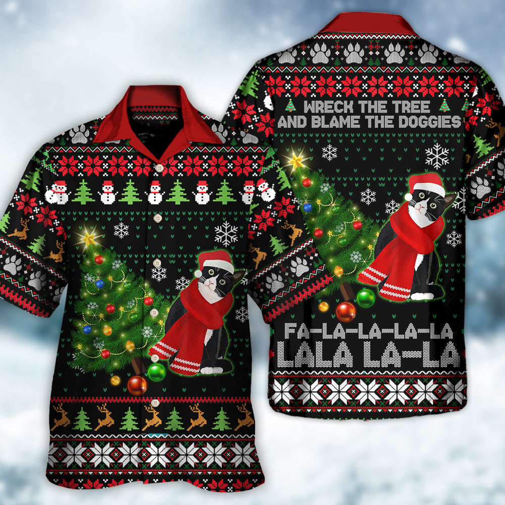 Cat Wreck The Tree Happy Ugly Style Christmas - Hawaiian Shirt - Owls Matrix LTD