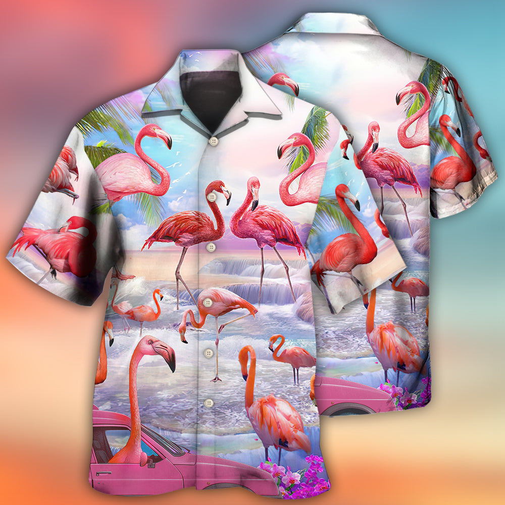 Flamingo In The Paradise Cool Style - Hawaiian Shirt - Owls Matrix LTD