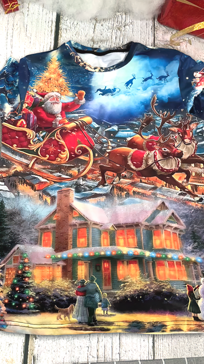 Christmas Santa Claus Snowman Family In Love Light Art Style - Pajamas Short Sleeve - Owls Matrix LTD