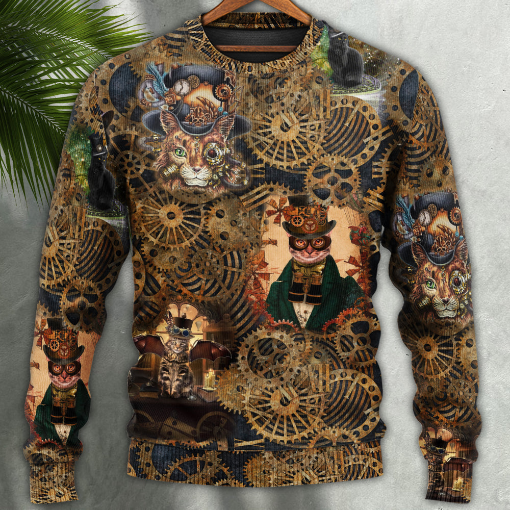 Cat Love Machine Vintage - Sweater - Ugly Christmas Sweaters - Owls Matrix LTD