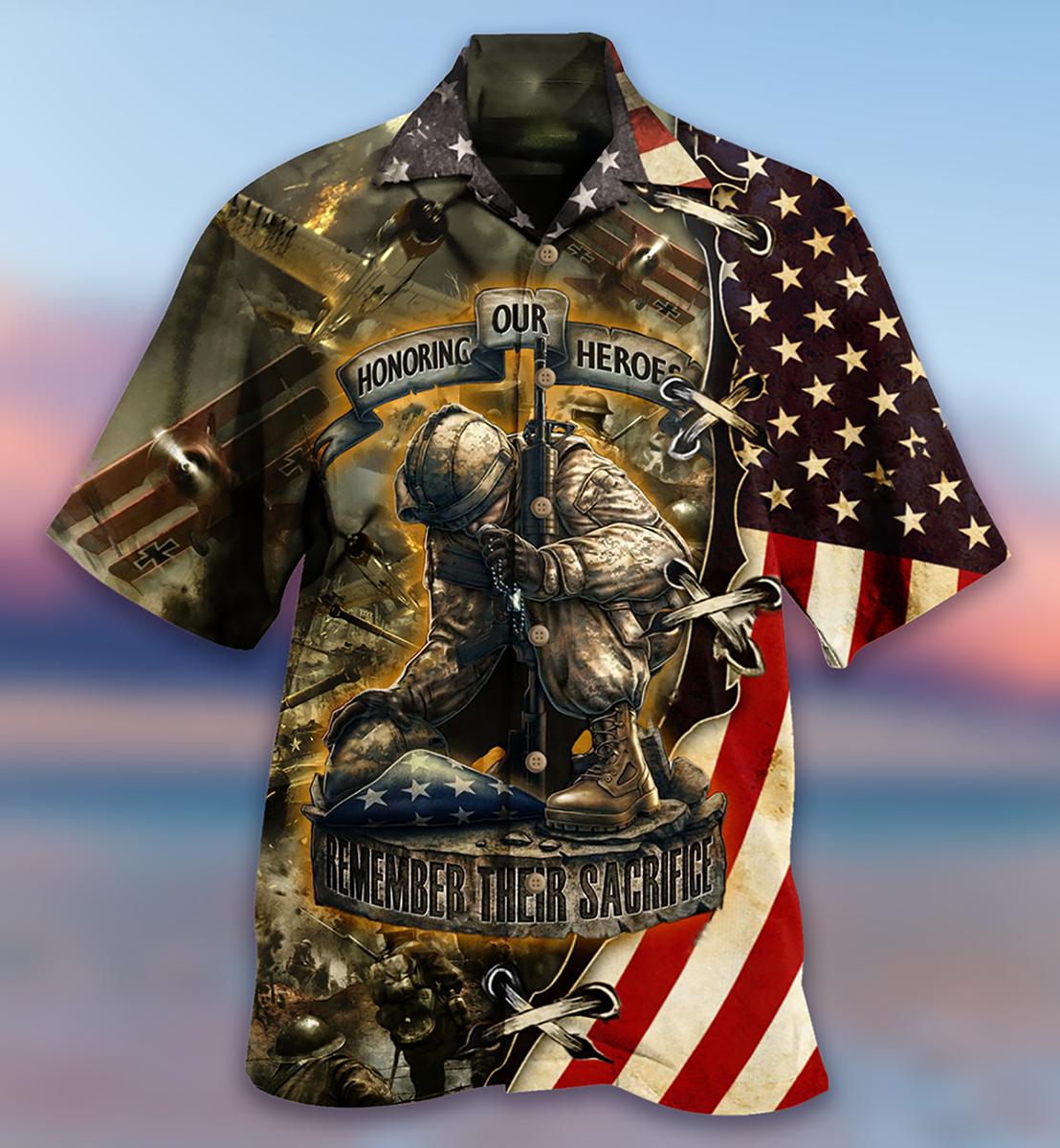Veteran Honoring Our Heros With Dark Style - Hawaiian Shirt - Owls Matrix LTD