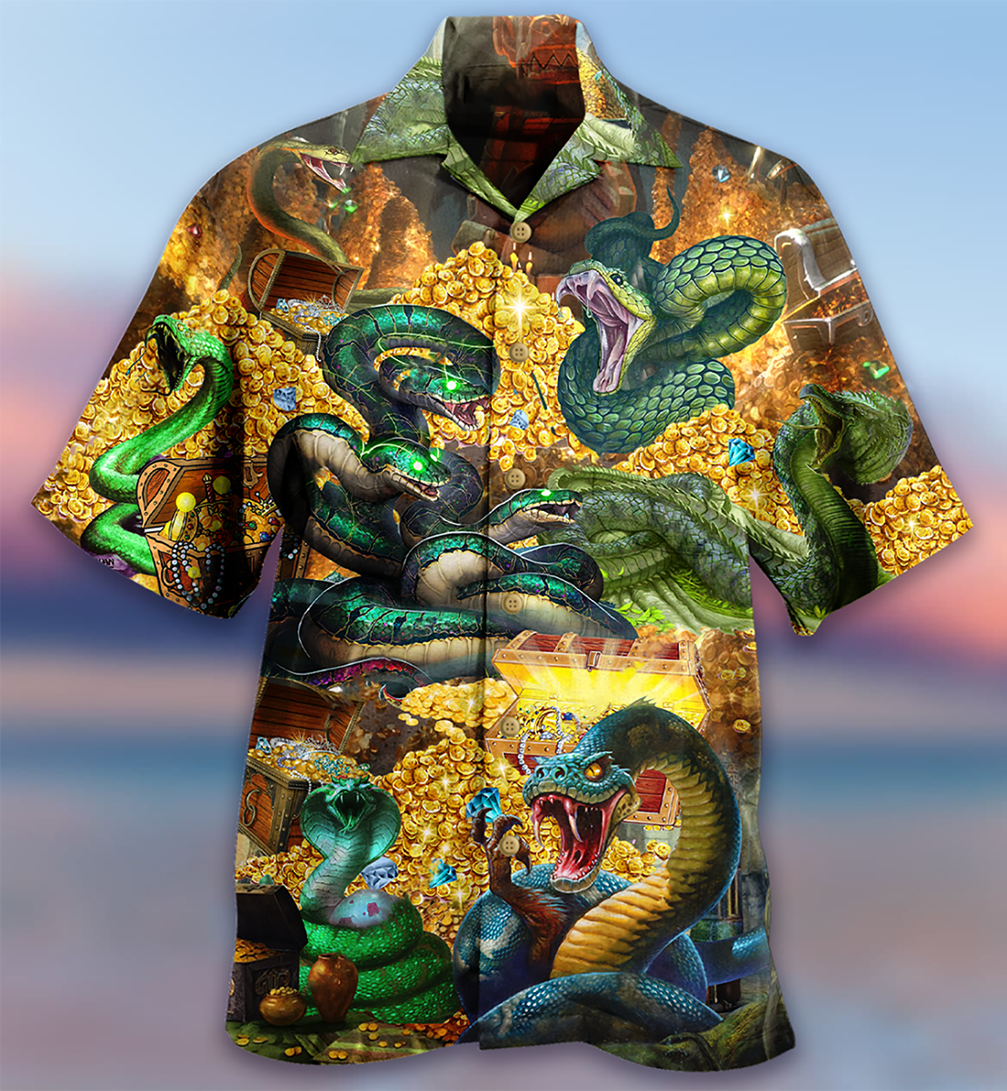 Snake Love Gold Cool - Hawaiian Shirt - Owls Matrix LTD