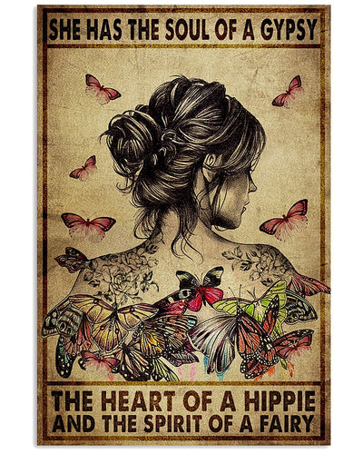 Butterfly She Has The Soul Of A Gypsy - Vertical Poster - Owls Matrix LTD