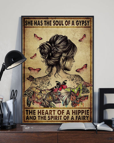 Butterfly She Has The Soul Of A Gypsy - Vertical Poster - Owls Matrix LTD