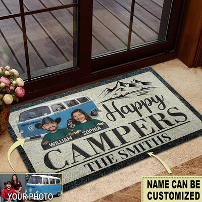 Camping Happy Campers Camping Custom Photo Personalized - Doormat - Owls Matrix LTD
