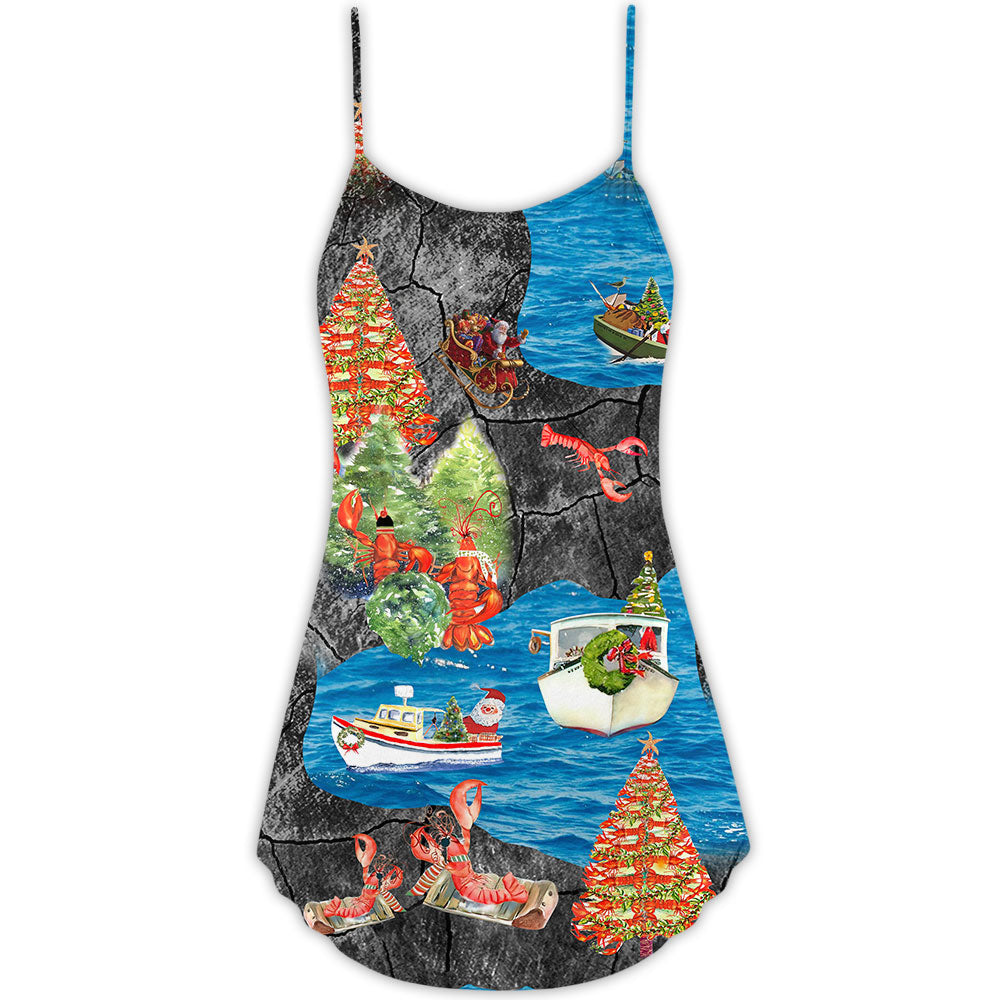 Christmas You Are My Lobster - V-neck Sleeveless Cami Dress - Owls Matrix LTD
