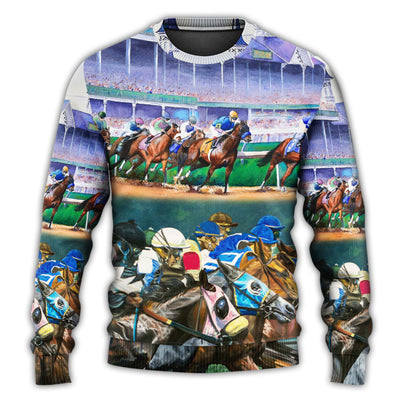 Christmas Sweater / S Horse Racing Lover We Love Amazing - Sweater - Ugly Christmas Sweaters - Owls Matrix LTD