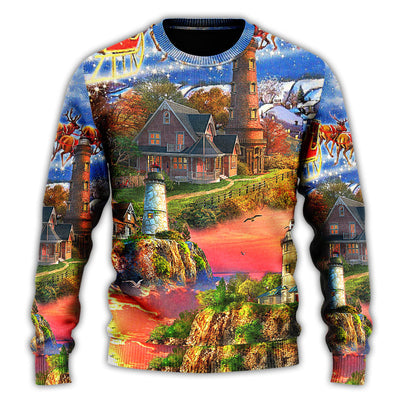 Christmas Sweater / S Lighthouse Christmas Shine Your Light In Storm And Darkness - Sweater - Ugly Christmas Sweaters - Owls Matrix LTD