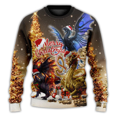 Christmas Sweater / S Dragon Merry Christmas Stronger Bright - Sweater - Ugly Christmas Sweaters - Owls Matrix LTD