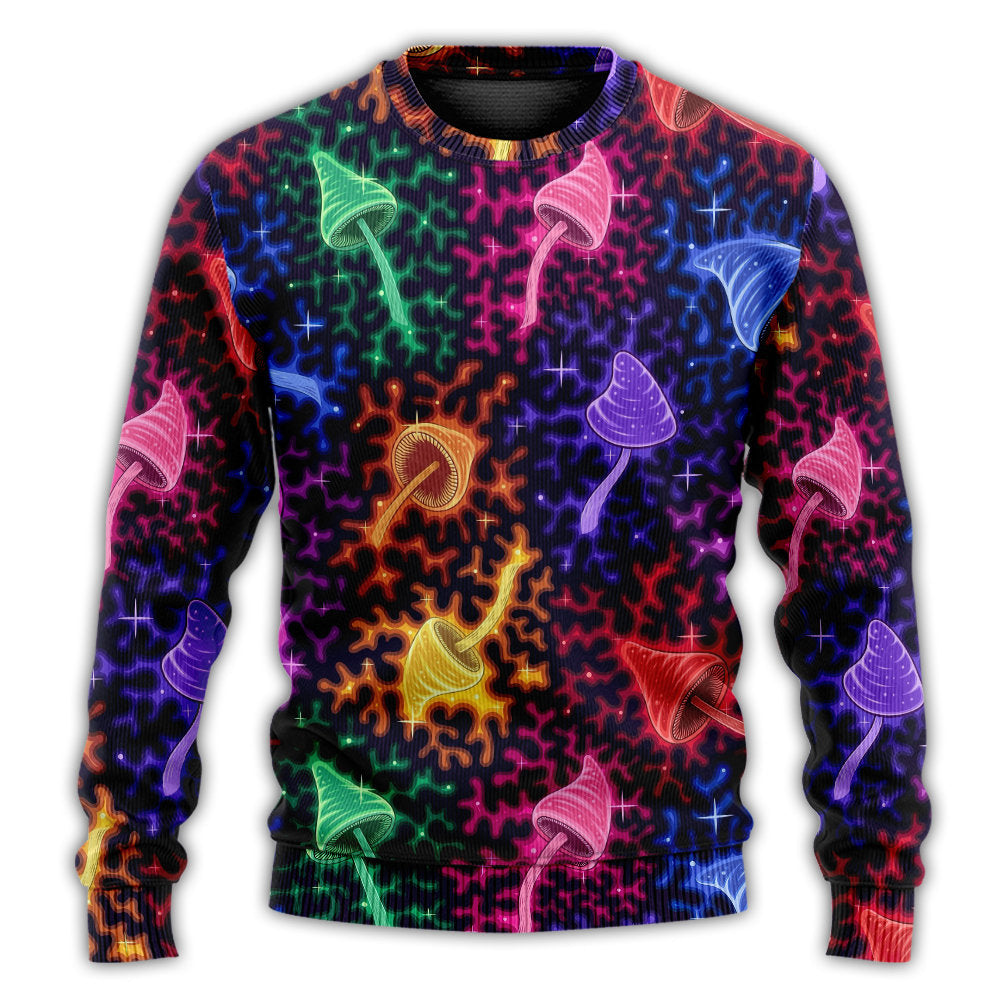 Christmas Sweater / S Mushroom Galaxy Rainbow Colorful Bright - Sweater - Ugly Christmas Sweaters - Owls Matrix LTD