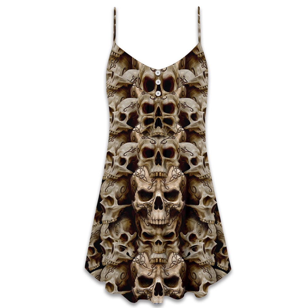 Skull Dark Inside Everyone - V-neck Sleeveless Cami Dress - Owls Matrix LTD