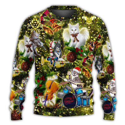 Christmas Sweater / S Cat Merry Christmas Angel - Sweater - Ugly Christmas Sweaters - Owls Matrix LTD