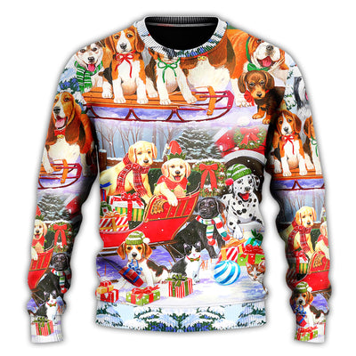 Christmas Sweater / S Dog Snowman Christmas Tree Merry Xmas - Sweater - Ugly Christmas Sweaters - Owls Matrix LTD