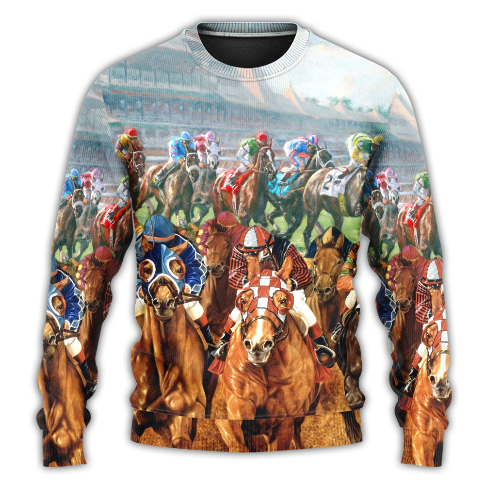 Horse Racing You Have The Best Seat - Sweater - Ugly Christmas Sweaters - Owls Matrix LTD