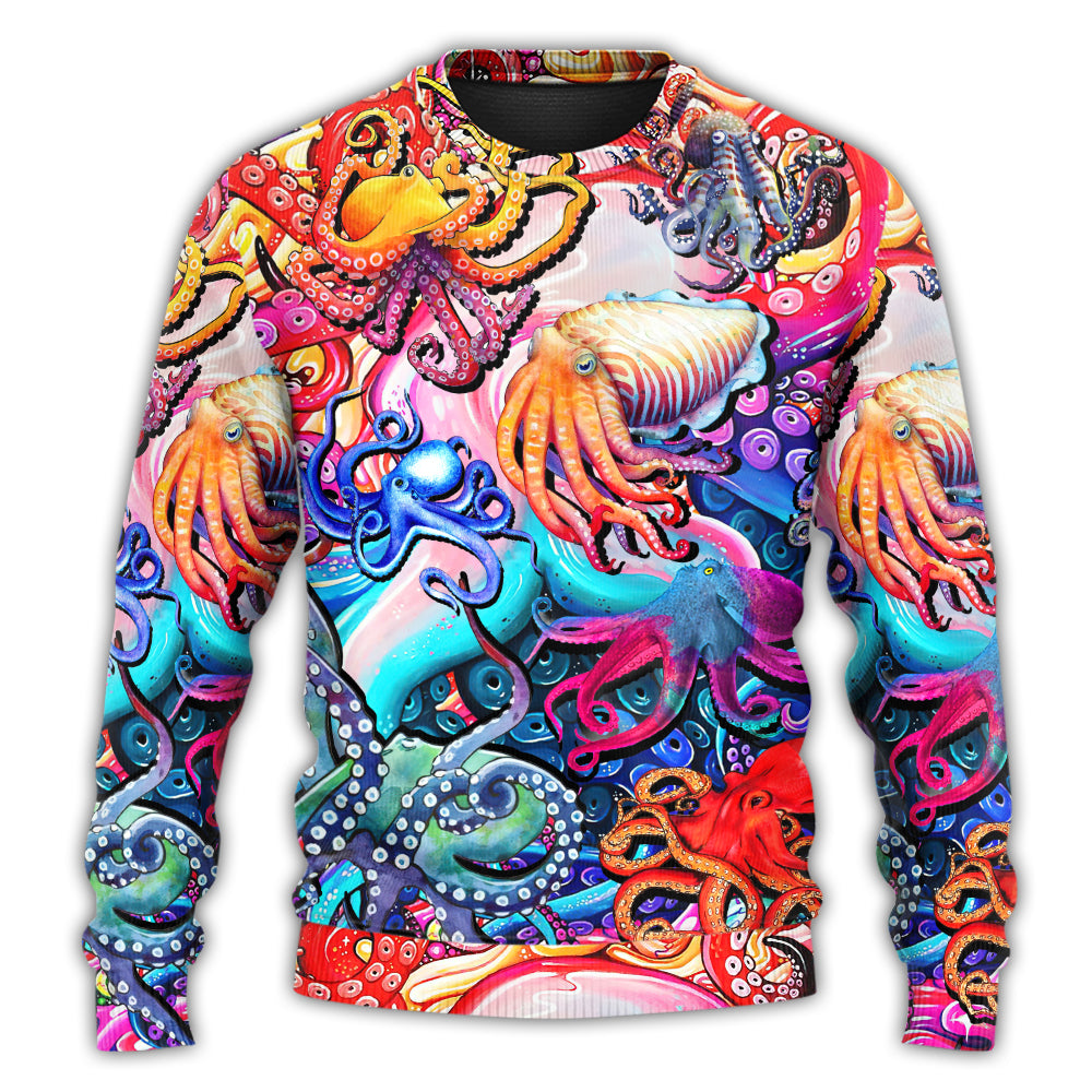 Octopus Colorful Lover Art Style - Sweater - Ugly Christmas Sweaters - Owls Matrix LTD