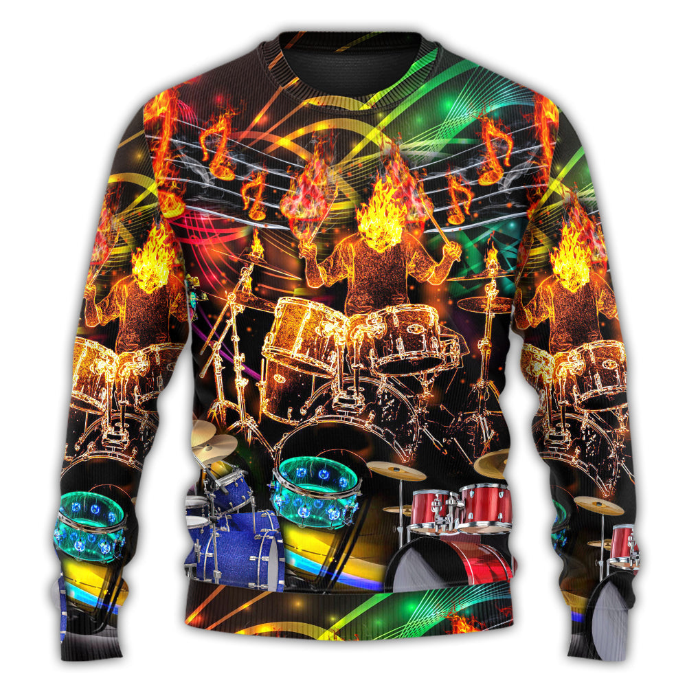 Drum Is My Life Light Colorful Style - Sweater - Ugly Christmas Sweaters - Owls Matrix LTD