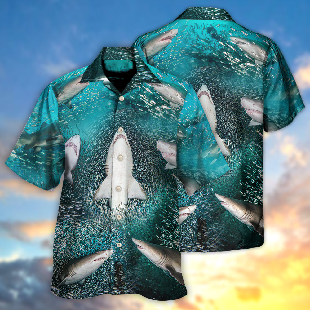 Shark's Buffet -Thousands Of Sardines - Hawaiian Shirt - Owls Matrix LTD
