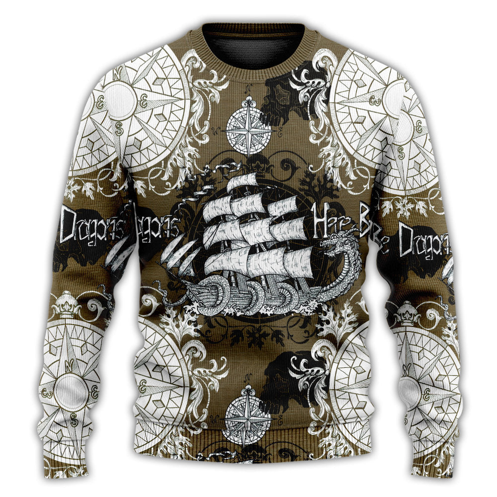 Christmas Sweater / S Dragon Old Ship Vintage Anchor Sea Life - Sweater - Ugly Christmas Sweaters - Owls Matrix LTD