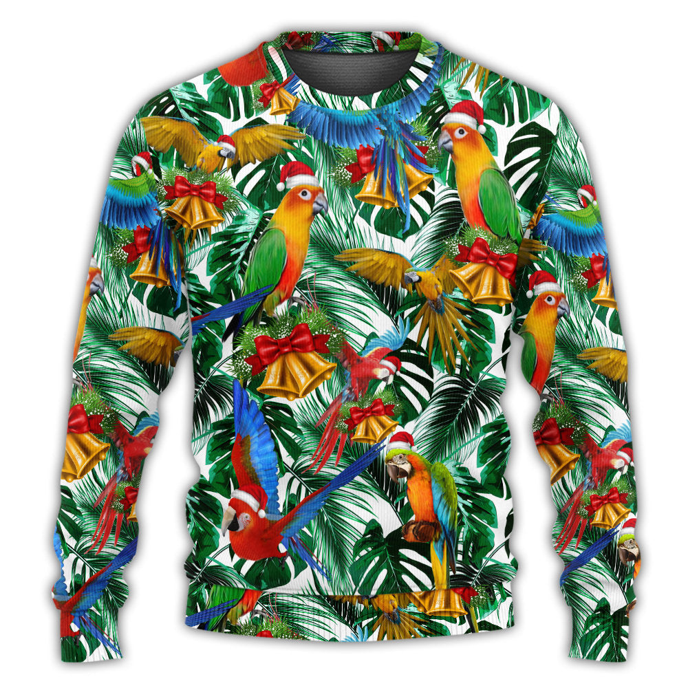 Christmas Sweater / S Parrot Love Xmas Tropical Leaf Christmas - Sweater - Ugly Christmas Sweaters - Owls Matrix LTD