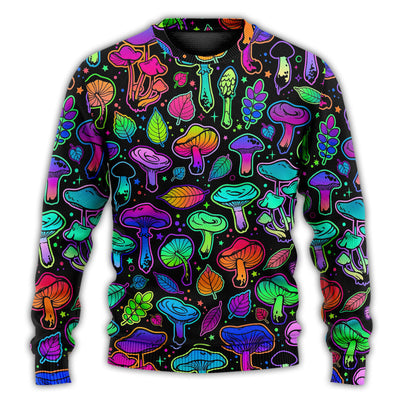 Christmas Sweater / S Mushroom Neon Colorful Bright With Leaf - Sweater - Ugly Christmas Sweaters - Owls Matrix LTD