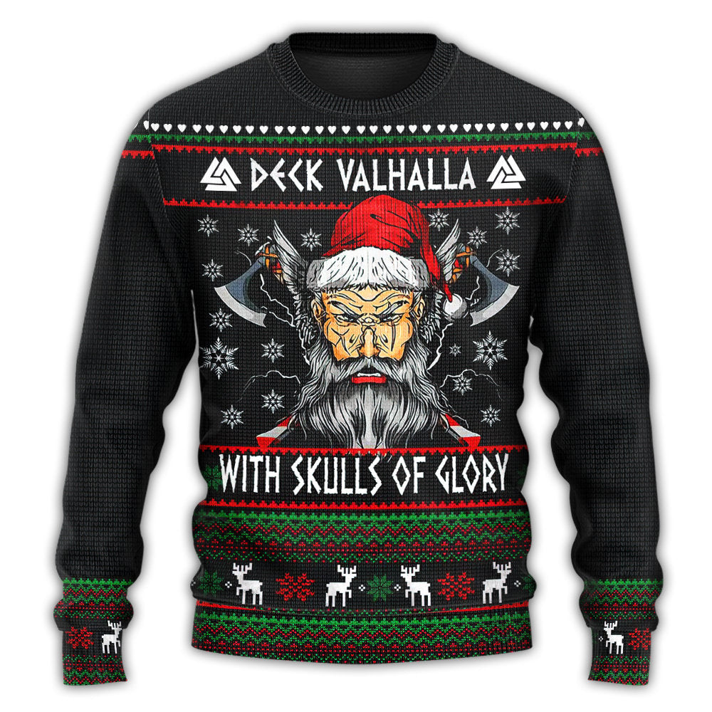 Christmas Sweater / S Christmas Deck Valhalla With Skull Of Glory - Sweater - Ugly Christmas Sweaters - Owls Matrix LTD