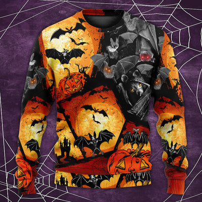 Halloween Bat Pumpkin Scary - Sweater - Ugly Christmas Sweaters - Owls Matrix LTD