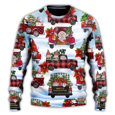 Christmas Sweater / S Gnome And Christmas Truck Merry Xmas - Sweater - Ugly Christmas Sweaters - Owls Matrix LTD