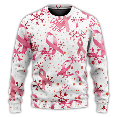 Christmas Sweater / S Breast Cancer Pink Ribbon Merry Christmas - Sweater - Ugly Christmas Sweaters - Owls Matrix LTD