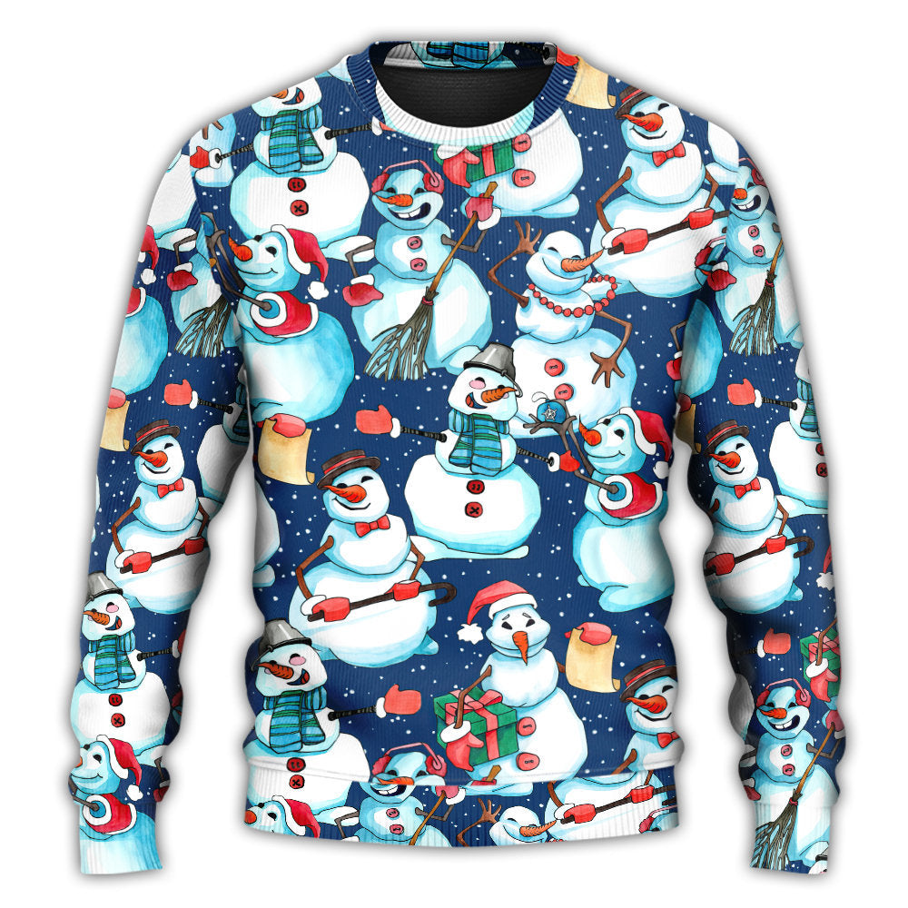 Christmas Sweater / S Christmas Happy Snowman Xmas - Sweater - Ugly Christmas Sweaters - Owls Matrix LTD